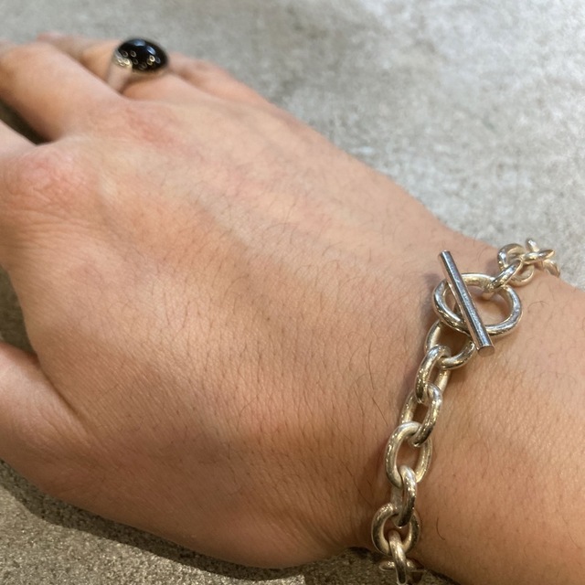 VINTAGE ヴィンテージ シルバー925Tバーあずきチェーンブレスレット
