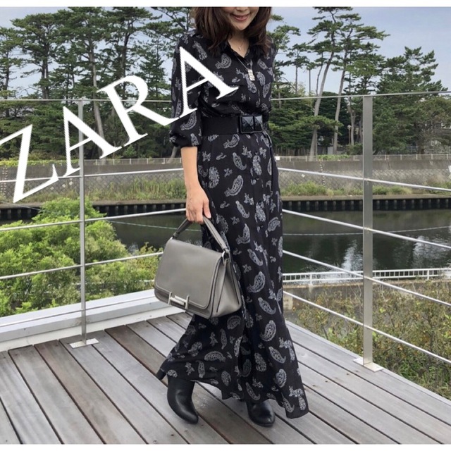 美品 ZARA ザラ ロングワンピース ワンピース シャツ ペイズリー 人気 | フリマアプリ ラクマ
