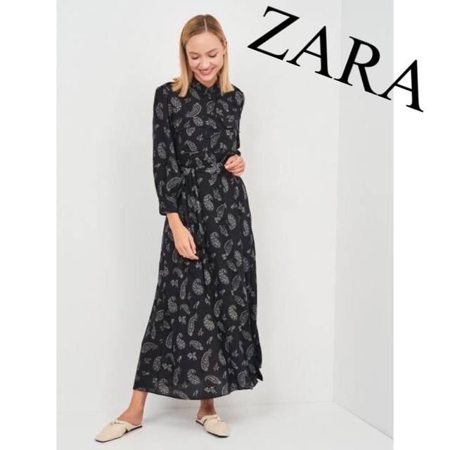 美品　ZARA ザラ　ロングワンピース　ワンピース　シャツ　ペイズリー　人気