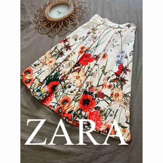 ザラ(ZARA)の美品　ZARA ザラ　スカート　ロングスカート　花柄　ボタニカル　人気　完売(ロングスカート)