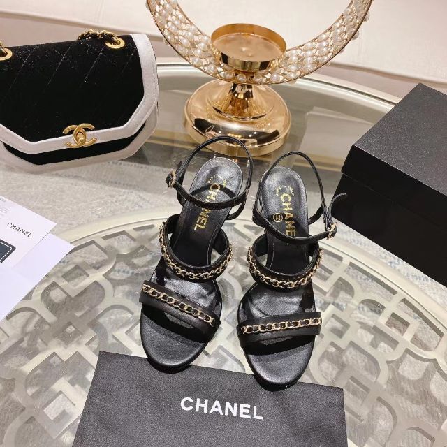 新品未使用品✨付属品あり CHANEL チェーン デニム サンダル 22.5cm-