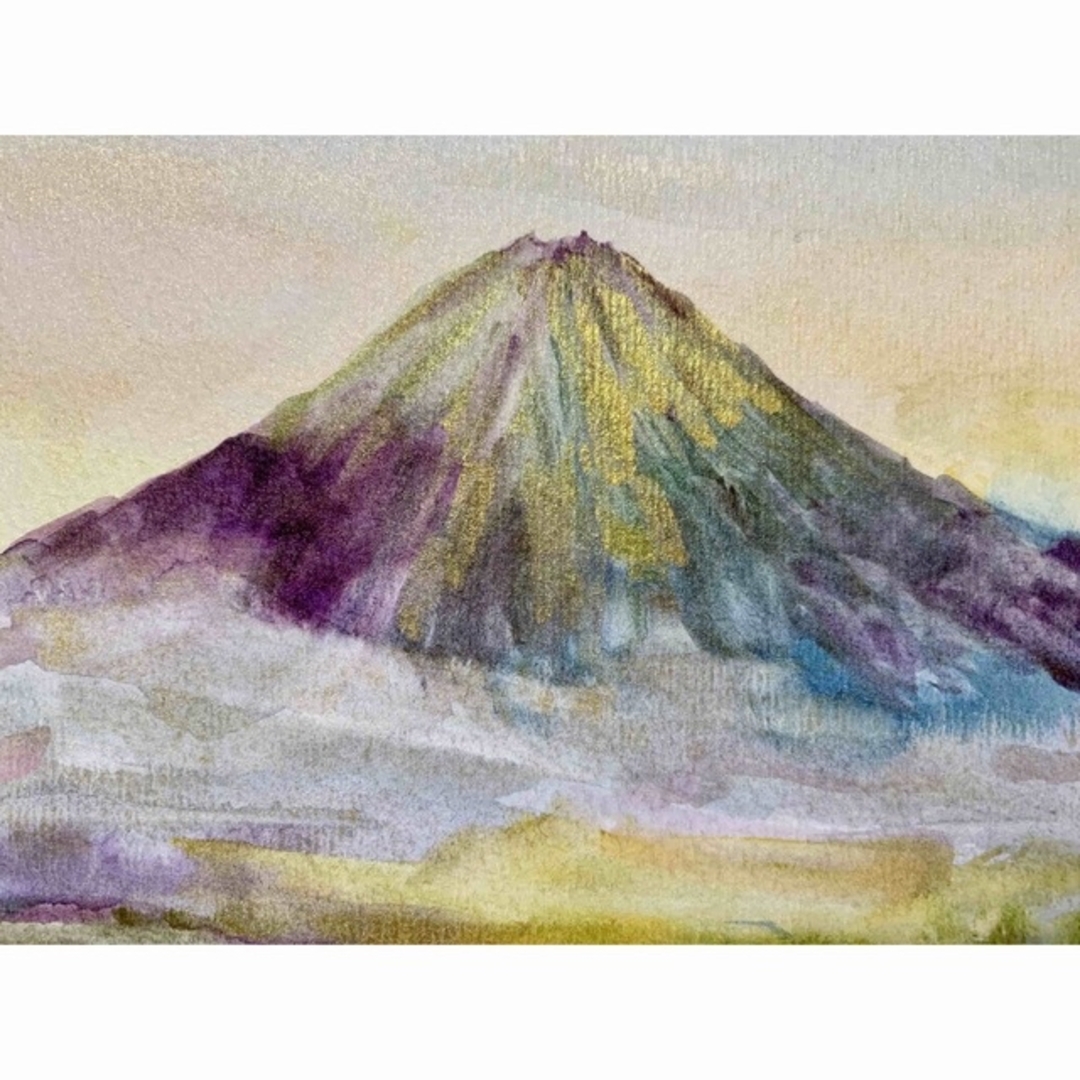 開運絵画 金運アップ 金運 風水 富士山 金富士 赤富士 商売繁盛 水彩画