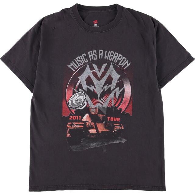 ヘインズ Hanes DISTURBED ディスターブド 両面プリント バンドTシャツ バンT メンズM /eaa323403