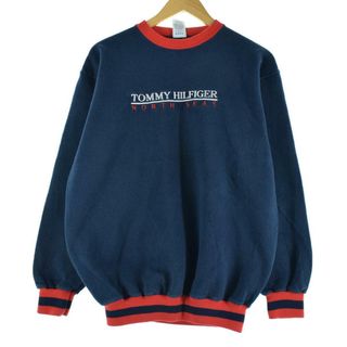 トミーヒルフィガー(TOMMY HILFIGER)の古着 トミーヒルフィガー TOMMY HILFIGER ラインリブ スウェットシャツ トレーナー USA製 メンズXL /eaa313112(スウェット)