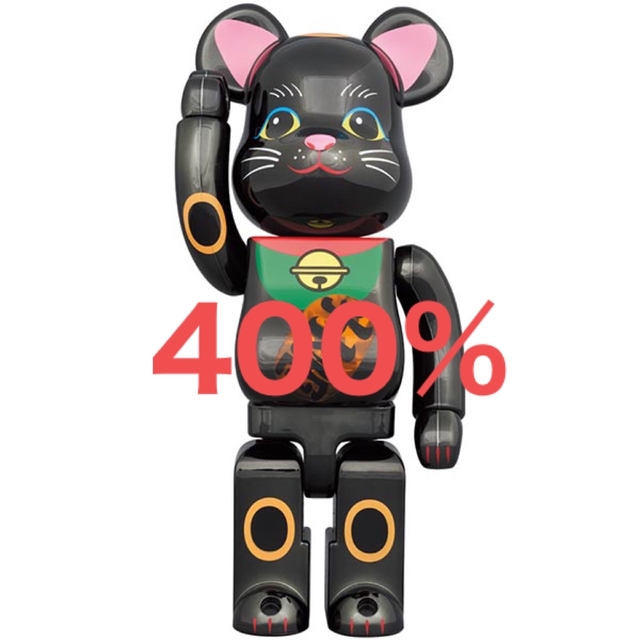 BE@RBRICK 招き猫 黒メッキ 発光 400％