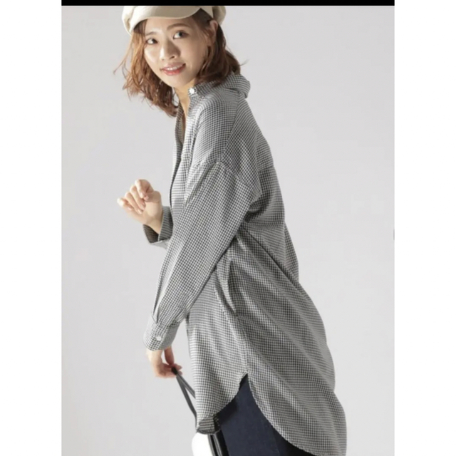 BAYFLOW(ベイフロー)のロングシャツ　ベイフロー チュニックシャツ  ポケット付き チェック レディースのトップス(シャツ/ブラウス(長袖/七分))の商品写真