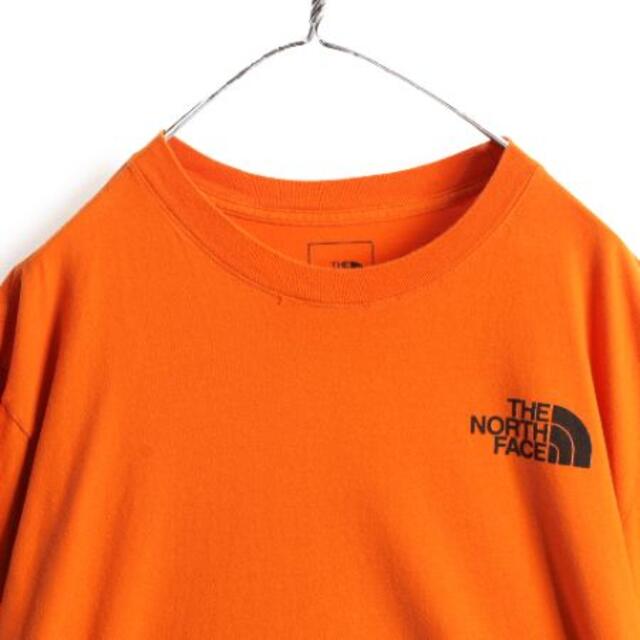 ノースフェイス 袖プリント 長袖 Tシャツ ロンT XL アウトドア オレンジ