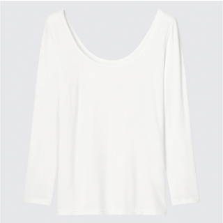 ユニクロ(UNIQLO)のユニクロ　ヒートテック　バレエネックT(8分袖) XL 白　新品未使用(アンダーシャツ/防寒インナー)