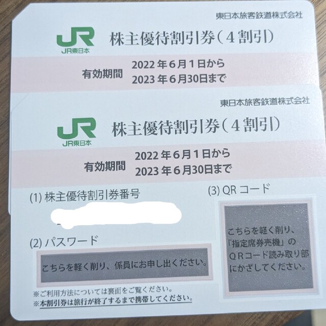 【JR東日本】株主優待2枚(23年6月末)優待券/割引券