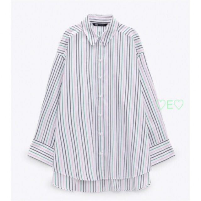 ZARA(ザラ)の新品♡ZARA 新作 ストライプ柄　オーバーサイズシャツ　Ｓ レディースのトップス(シャツ/ブラウス(長袖/七分))の商品写真