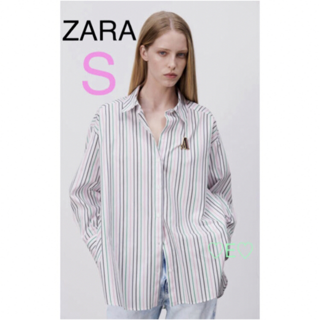 新品♡ZARA 新作 ストライプ柄　オーバーサイズシャツ　Ｓ