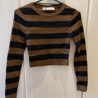 ザラ(ZARA)のZARA トップス 黒茶色 (Tシャツ(長袖/七分))