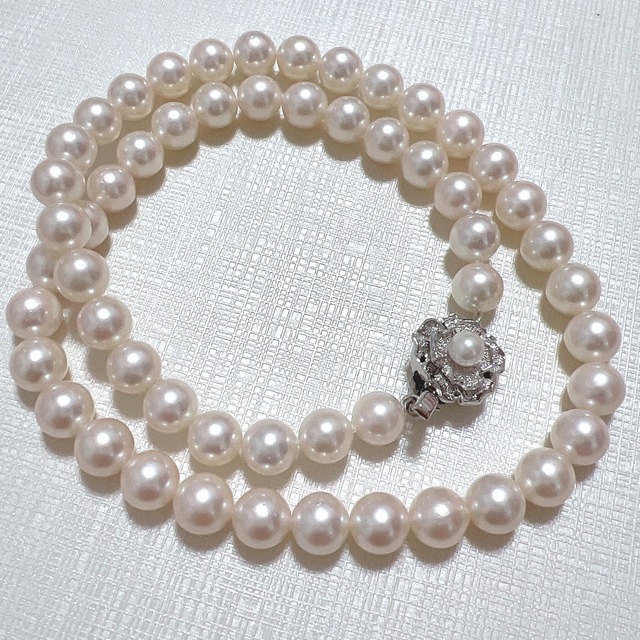 ●293 真珠祭り！天然アコヤ本真珠ネックレス　ラウンド ピンクホワイト色味