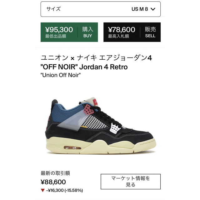 union nike jordan4 off noir 26cm