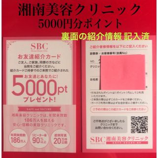 匿名配送★湘南美容クリニック SBC  紹介カード(ショッピング)