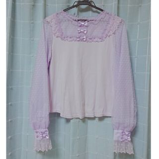 アンジェリックプリティー(Angelic Pretty)のAngelic pretty パープルお袖シフォンスクエア襟カットソー(カットソー(長袖/七分))