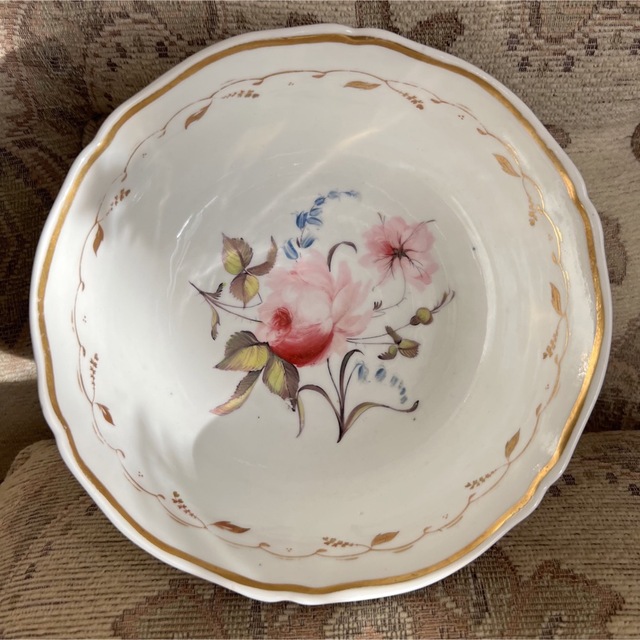 英国アンティーク】希少 古窯 サミュエルオールコック 金彩 花絵