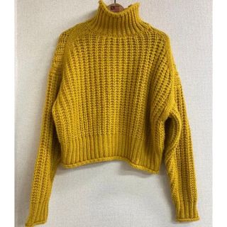 【限定値下】H＆M チャンキーニット リブニットハイネックセーター イエロー(ニット/セーター)