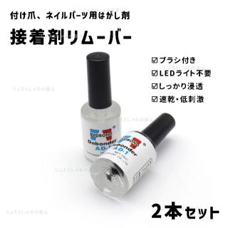 【2本】ブラシ付きつけ爪 接着剤リムーバー 剥離剤 ネイルチップ アート 10g(除光液)