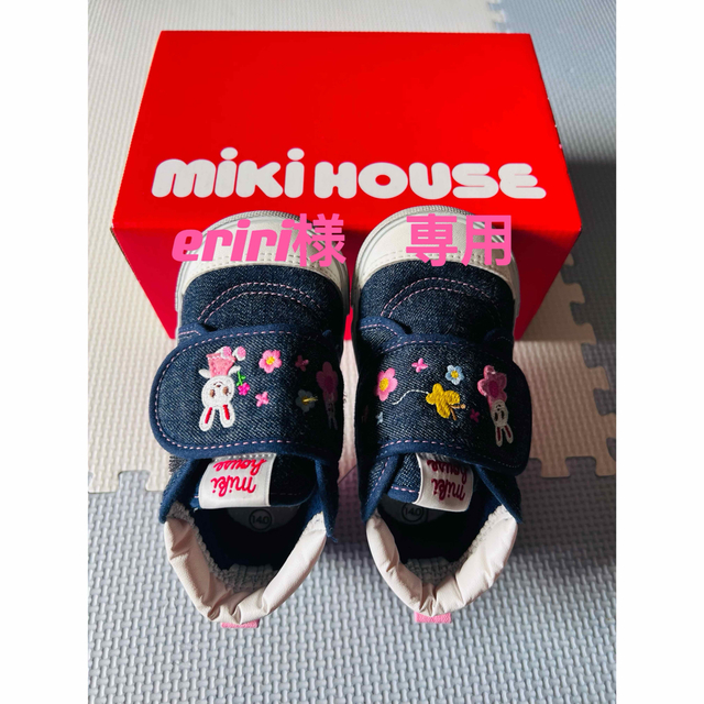 mikihouse(ミキハウス)のミキハウス　デニム　ベビーシューズ　フラワーうさこ　14.0cm キッズ/ベビー/マタニティのベビー靴/シューズ(~14cm)(スニーカー)の商品写真