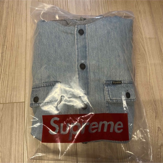 Supreme Fleece Hooded Denim Shirt "Blue"