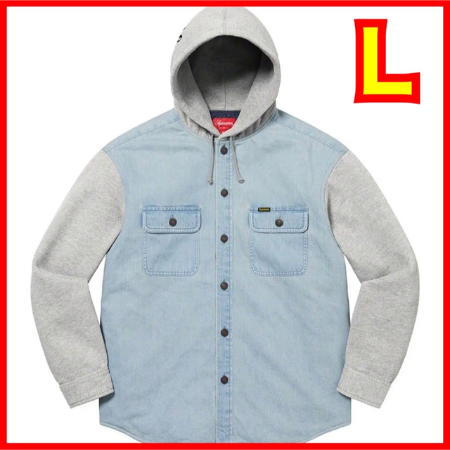 Supreme Fleece Hooded Denim Shirt "Blue"