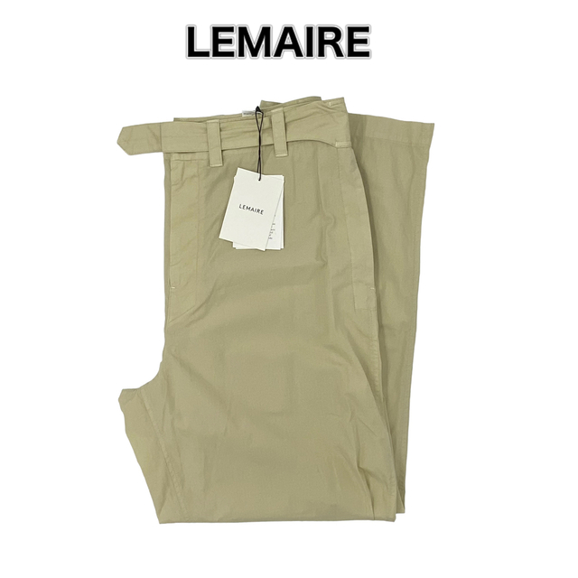 52 LEMAIRE ルメール ベルテッド ルーズパンツ スラックス ベージュ 超 ...