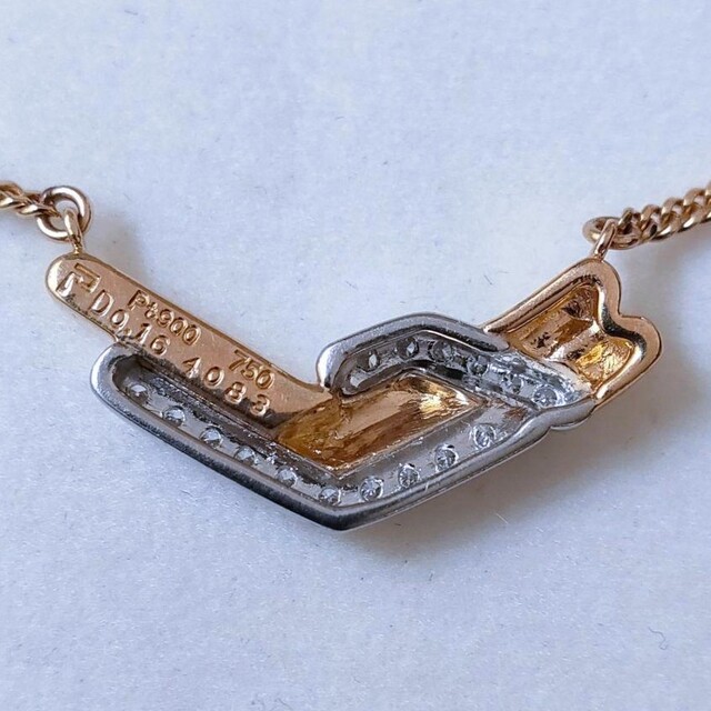 POLA ポーラ ダイヤモンド ネックレス K18YG Pt900 0.16ct 8.9g-