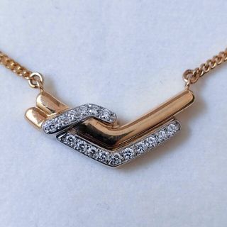 POLA ポーラ ダイヤモンド ネックレス K18YG Pt900 0.16ct 8.9g-