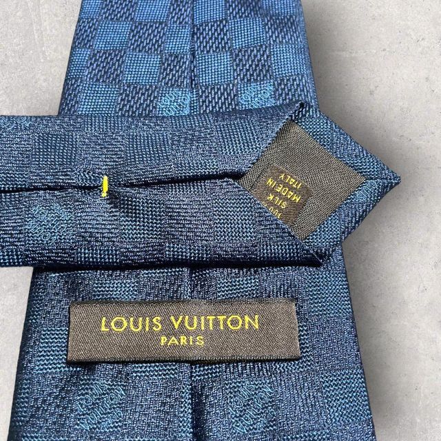 美品 LOUIS VUITTON ルイヴィトン ダミエ柄 ネクタイ ネイビー 紺