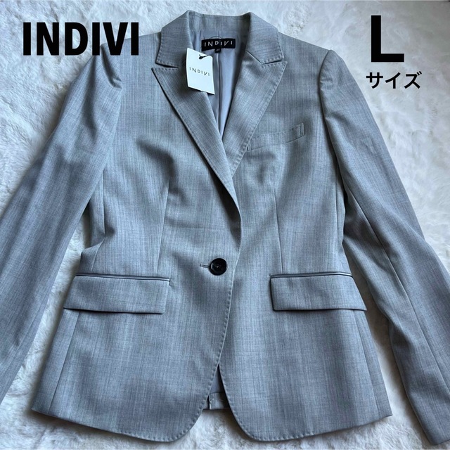 新品タグ付き☆ INDIVI インディヴィ　テーラードジャケット　L グレー