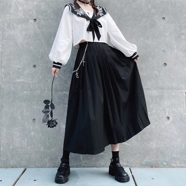 2022新春福袋】 学園風 A16レディース 暗黒薔薇 白 セーラー服