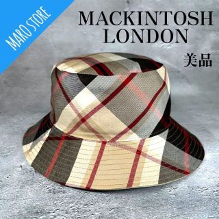 マッキントッシュ(MACKINTOSH)の【美品】MACKINTOSH リバーシブル バケットハット ベージュ×チェック(ハット)