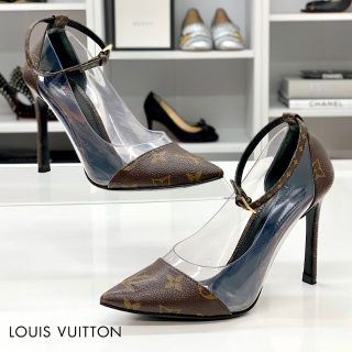 ルイヴィトン(LOUIS VUITTON)の6190 ヴィトン レザー クリア モノグラム パンプス ブラウン(ハイヒール/パンプス)