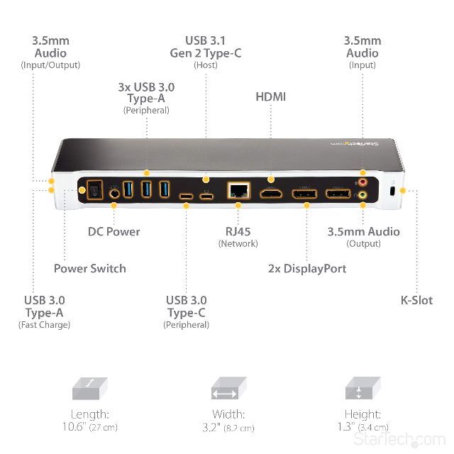 ドッキングステーションUSB Type-C （USB 3.1 Gen 1）トリプルモニタDisplayPort  - 1