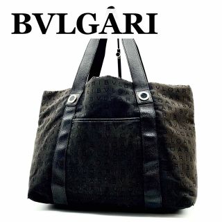 シルバーグレー サイズ 55B36|極美品|ブルガリ トートバッグ 黒 ロゴ