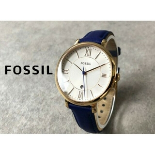 フォッシル(FOSSIL)のFossil●ゴールド×ブルーレザー ウォッチ 腕時計●フォッシル(腕時計)