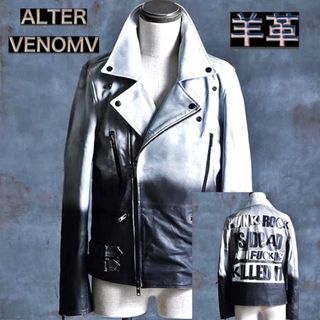 ALTER VENOMV - オルターベノム 本革 羊革ライダースジャケット バックプリント Mサイズ