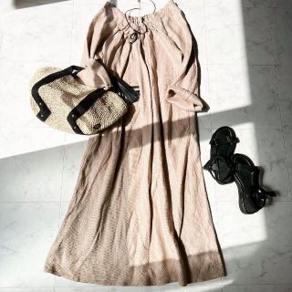 ドゥーズィエムクラス(DEUXIEME CLASSE)の美品✨ ドゥーズィエムクラス attentive dress リネン ベージュ(ロングワンピース/マキシワンピース)