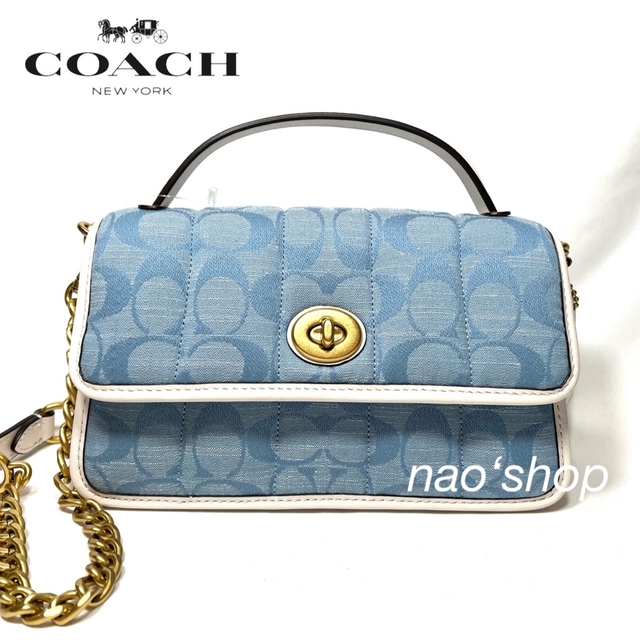 【新品】COACH コーチ ターンロック シグネチャー キルティング デニム