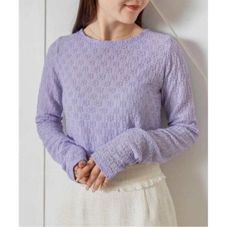 ランダ(RANDA)の【PURPLE】フラワーカットトップス(カットソー(長袖/七分))