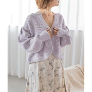 ランダ(RANDA)の【PURPLE】【HOME COLLECTION】クルーネックショート丈ニットカーデ(カーディガン)