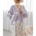 【PURPLE】【HOME COLLECTION】クルーネックショート丈ニットカ