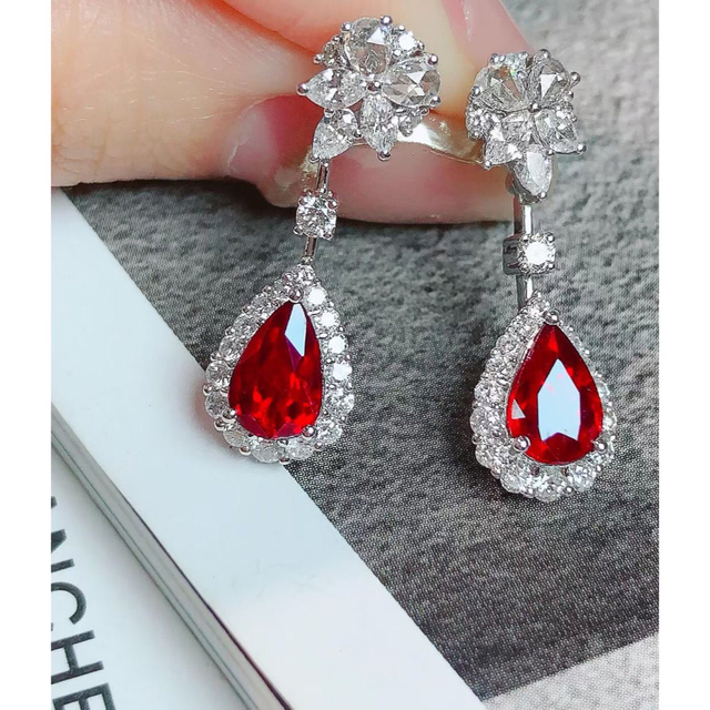 天然 ルビー ダイヤ ピアス1.88ct k18 ¥ レディース アクセサリー
