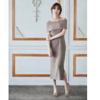 ハーリップトゥ(Her lip to)のHerlipto  the shoulder Ribbed knit dress(ロングワンピース/マキシワンピース)