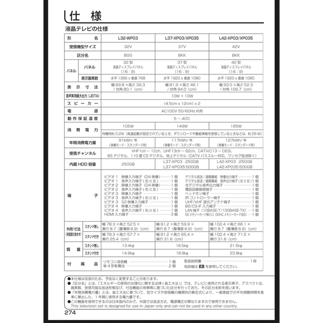 日立(ヒタチ)の✳︎値下げ中✳︎日立 L37-XP03 テレビ録画機能付  スマホ/家電/カメラのテレビ/映像機器(テレビ)の商品写真