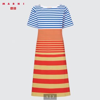 ユニクロ(UNIQLO)の【未使用】marni UNIQLO ボーダーワンピース　M red(ひざ丈ワンピース)