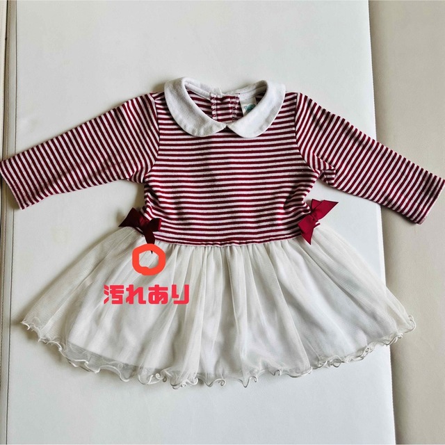 motherways(マザウェイズ)のmotherwaysレッドボーダーチュニック　83 キッズ/ベビー/マタニティのベビー服(~85cm)(シャツ/カットソー)の商品写真