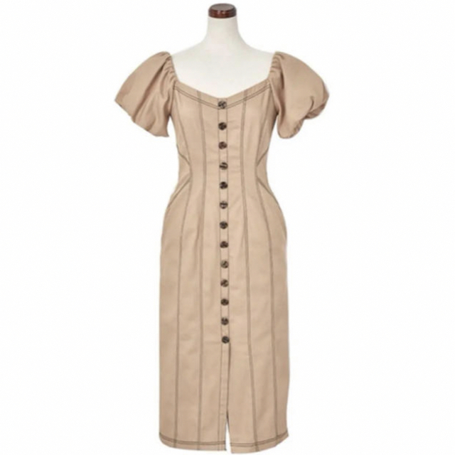 herlipto puff sleeve midi dress