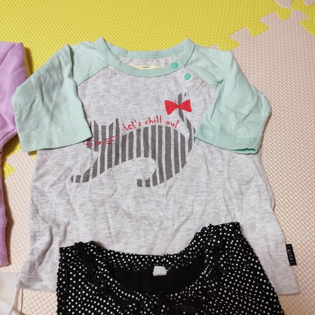 ベルメゾン(ベルメゾン)のトップス ❣ セット 4枚 まとめ売り スウェット Tシャツ リボン ドット 春 キッズ/ベビー/マタニティのベビー服(~85cm)(Ｔシャツ)の商品写真